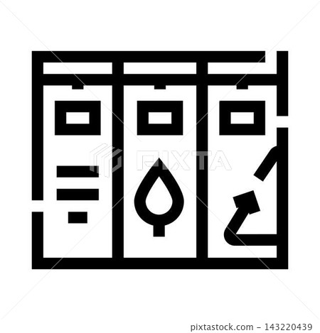 Recycling bins with ecological leaf and arrow symbols Recycling bins with ecological leaf and arrow symbols 143220439