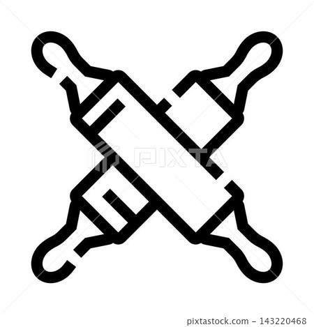Crossed rolling pins representing baking and pastry arts Crossed rolling pins representing baking and pastry arts 143220468