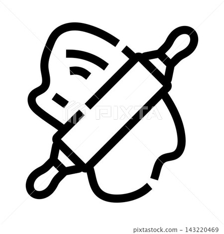 Rolling pin flattening dough for baking pastry icon 143220469