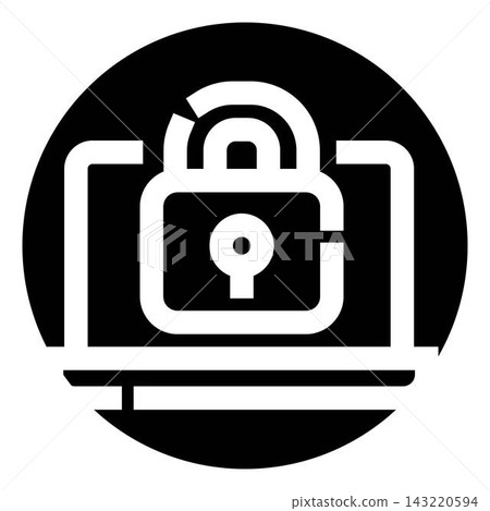 Laptop screen showing padlock for data protection Laptop screen showing padlock for data protection 143220594