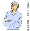 An elderly man with his arms crossed, deep in thought. 143220663