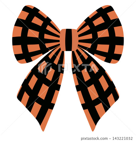 Halloween orange and black plaid bow, isolated on transparent background. Festive checkered ribbon bow. PNG. Vector illustration Halloween orange and black plaid bow, isolated on transparent background. Festive checkered ribbon bow. PNG. Vector illustration 143221032