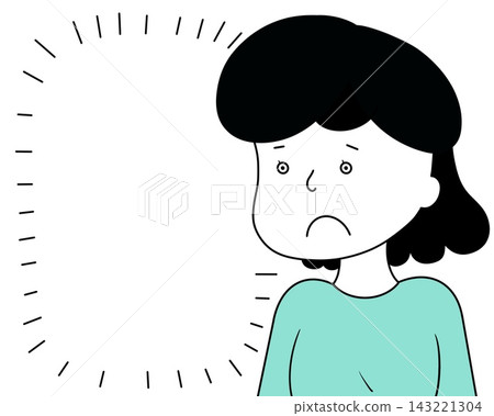 A woman in long sleeves (cool colors) who looks dissatisfied. A woman in long sleeves (cool colors) who looks dissatisfied. 143221304