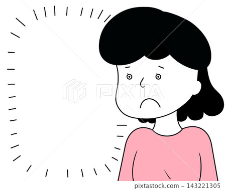 A disgruntled woman in a long-sleeved shirt (pink) 143221305