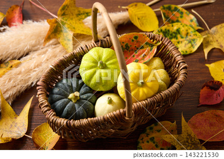 Pumpkins in a basket - Halloween theme Pumpkins in a basket - Halloween theme 143221530