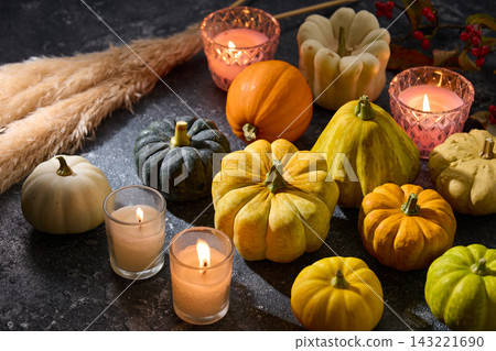 Colorful pumpkins, Halloween theme Colorful pumpkins, Halloween theme 143221690