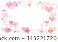 A cute frame filled with colorful hearts in pink and orange watercolors. 143221720