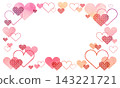 A cute frame filled with colorful hearts in red and orange watercolors. 143221721