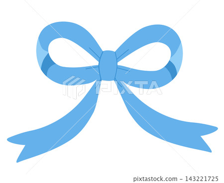 Pastel blue ribbon bow cute knot decor element sticker print visual graphic clipart artwork design icon illustration 143221725