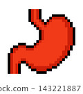 Pixel art human stomach icon isolated on white background 143221887