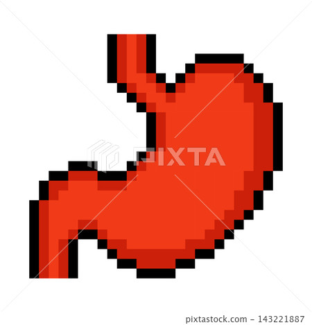 Pixel art human stomach icon isolated on white background Pixel art human stomach icon isolated on white background 143221887