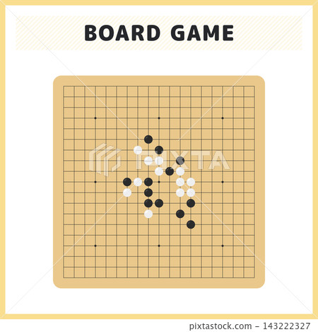 一幅棋盤遊戲圖示的向量插圖,圖案為木製圍棋棋盤和黑白圍棋棋子。 一幅棋盤遊戲圖示的向量插圖,圖案為木製圍棋棋盤和黑白圍棋棋子。 143222327