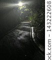 雨夜的公路，路燈的光束和濕漉漉的瀝青路面。 143222608