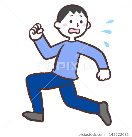 An illustration of a man running away from something. An illustration of a man running away from something. 143222681