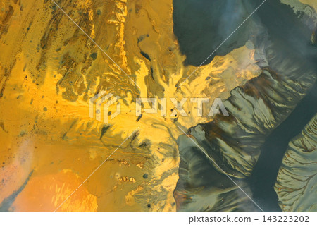 Aerial view of abstract poisonous colorful water background. Natural pattern Aerial view of abstract poisonous colorful water background. Natural pattern 143223202