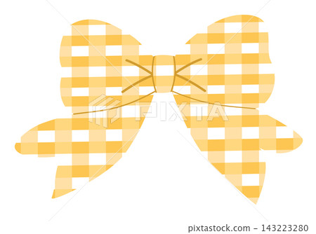 Yellow gingham plaid ribbon bow cute knot decor element sticker print visual graphic clipart artwork design icon illustration Yellow gingham plaid ribbon bow cute knot decor element sticker print visual graphic clipart artwork design icon illustration 143223280