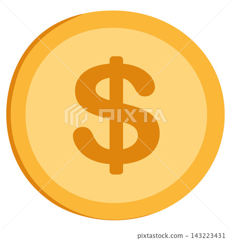 Golden coin with dollar sign finance currency wealth element sticker print visual graphic clipart artwork design icon illustration Golden coin with dollar sign finance currency wealth element sticker print visual graphic clipart artwork design icon illustration 143223431