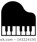 A simple monochrome icon of a grand piano. 143224195