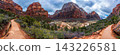 Panorama of hiking trail to Angels Landing viewpoint, Utah, USA 143226581