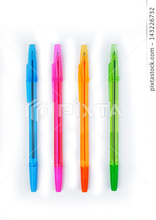 Colored pens isolated object on a white background Colored pens isolated object on a white background 143226732