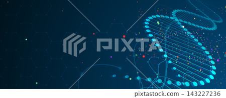 Futuristic molecule structure, DNA sequence, connected neural web Futuristic molecule structure, DNA sequence, connected neural web 143227236