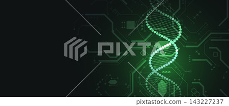 Futuristic molecule structure, DNA sequence, connected neural web 143227237