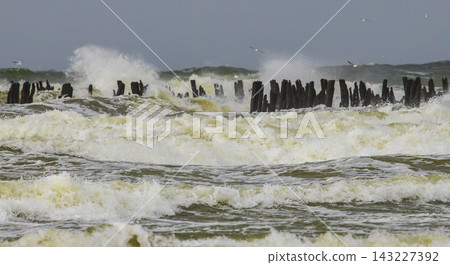 Heavy storm at the beach in Lithuania Heavy storm at the beach in Lithuania 143227392