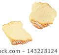 Rougette cheese pieces isolated on white background with clipping path 143228124