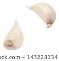 Garlic cloves isolated on white background with clipping path 143228134