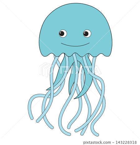 A cute jellyfish, a multi-tentacled marine creature living in the ocean A cute jellyfish, a multi-tentacled marine creature living in the ocean 143228318