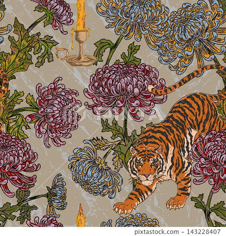 seamless pattern with tiger seamless pattern with tiger 143228407