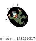 An illustration of a man falling into the abyss and despairing. 143229017