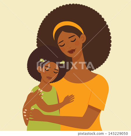 afro american mother and child embracing flat design vector graphic afro american mother and child embracing flat design vector graphic 143229050