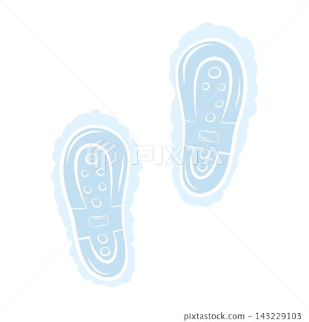 Vector illustration of two winter boot footprints in snow Vector illustration of two winter boot footprints in snow 143229103