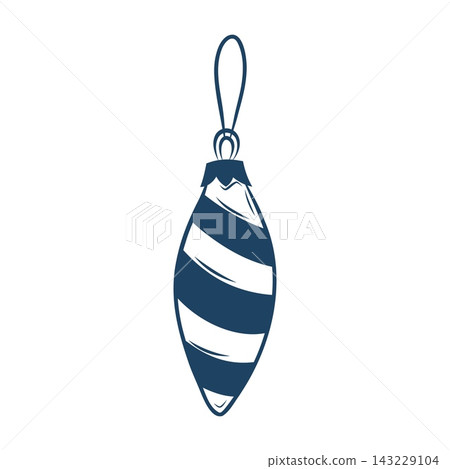 Vector illustration of a striped hanging Christmas ornament Vector illustration of a striped hanging Christmas ornament 143229104