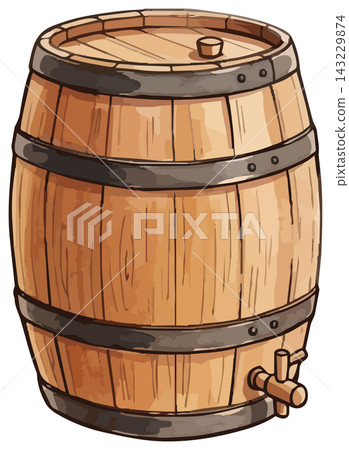 An illustration of a wine barrel with a sizzling feel. An illustration of a wine barrel with a sizzling feel. 143229874