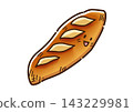 French bread, cute and laid-back character 143229981