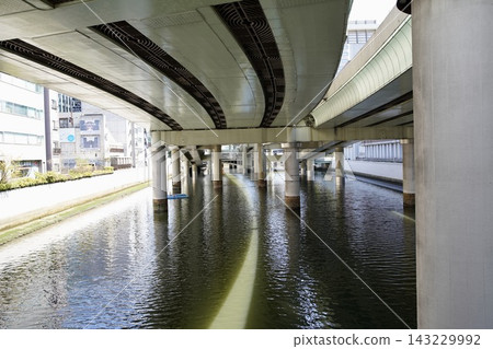 River under the elevated highway of the Metropolitan Expressway River under the elevated highway of the Metropolitan Expressway 143229992