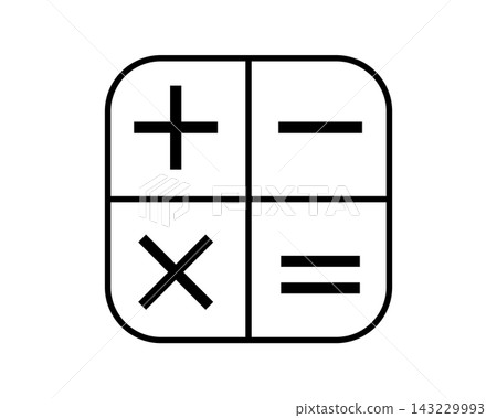 Simple monochrome calculator illustration with arithmetic operation symbols Simple monochrome calculator illustration with arithmetic operation symbols 143229993