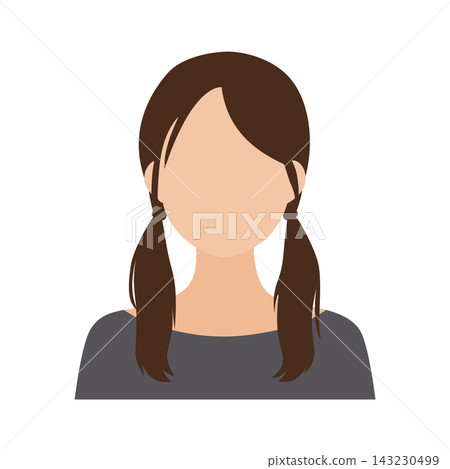 Vector illustration of the upper body of a woman with pigtails (faceless). Vector illustration of the upper body of a woman with pigtails (faceless). 143230499