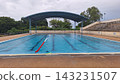 Outdoor Swimming Pool Lane Rope Solo Swimmer 143231507