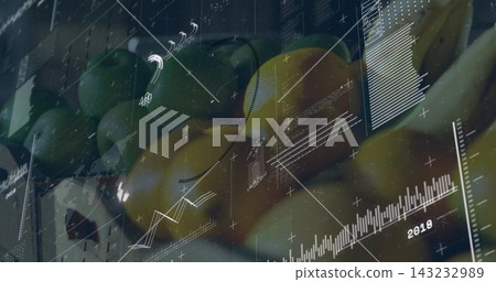 Displaying green and yellow mango-like fruits in market crate left with glossy glass, 2018 overlays Displaying green and yellow mango-like fruits in market crate left with glossy glass, 2018 overlays 143232989