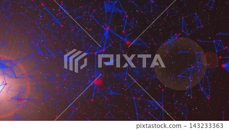 Showing blue mesh, red nodes, faint blue wisps over starfield, left orange flare, right lens orb Showing blue mesh, red nodes, faint blue wisps over starfield, left orange flare, right lens orb 143233363