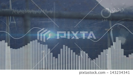 Displaying vertical bar chart covering lower frame at harbor, showing waveform and gauge 148 143234341