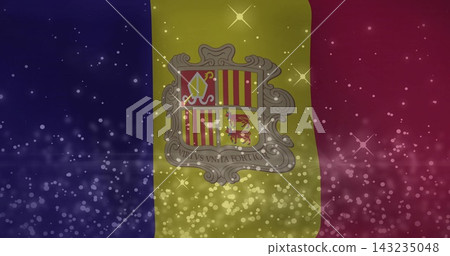 Displaying central coat of arms shimmering on digital backdrop, with tricolor flag and motto Displaying central coat of arms shimmering on digital backdrop, with tricolor flag and motto 143235048