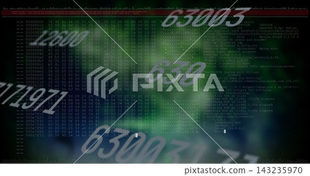 Showing terminal display presenting hex dump and diagnostic text on monitor with overlay numerals Showing terminal display presenting hex dump and diagnostic text on monitor with overlay numerals 143235970