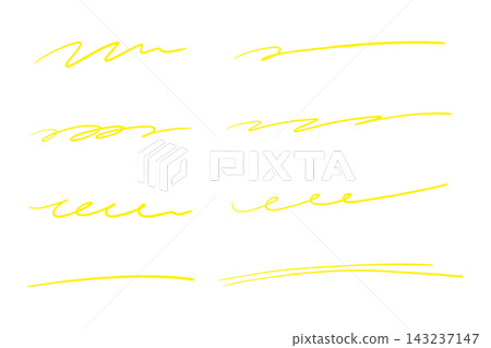 Yellow underlining pen set for hand-drawing. Yellow underlining pen set for hand-drawing. 143237147