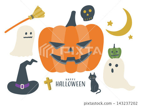 Halloween cute illustration material set Halloween cute illustration material set 143237202