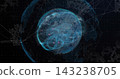 Showing holographic 3D brain globe pulsing in virtual data space, with pink markers, radial lines 143238705