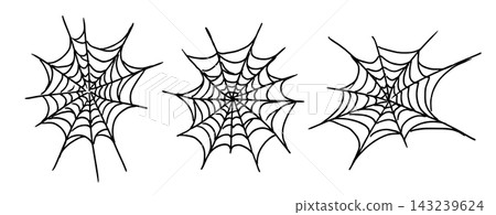 Hand drawn spider web set. Black line cobweb sketch collection. Linear spooky tangled net bundle. Halloween doodle element pack for banner, poster, decoration. Vector cute spider wed illustration Hand drawn spider web set. Black line cobweb sketch collection. Linear spooky tangled net bundle. Halloween doodle element pack for banner, poster, decoration. Vector cute spider wed illustration 143239624